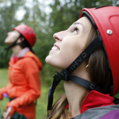 Students on ropes course.